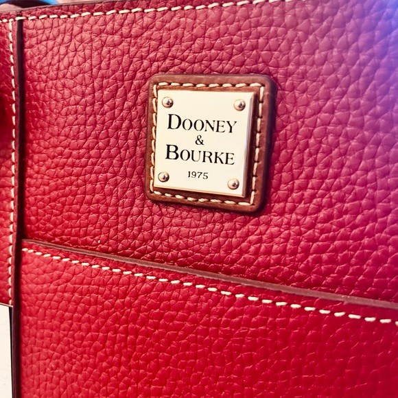 Dooney & Bourke Red and Brown Pebbled Leather Tote - Picture 6 of 11
